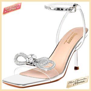 Closed Toe Rhinestone Wedding Low Heel Slingback Adjustable Strap Pumps